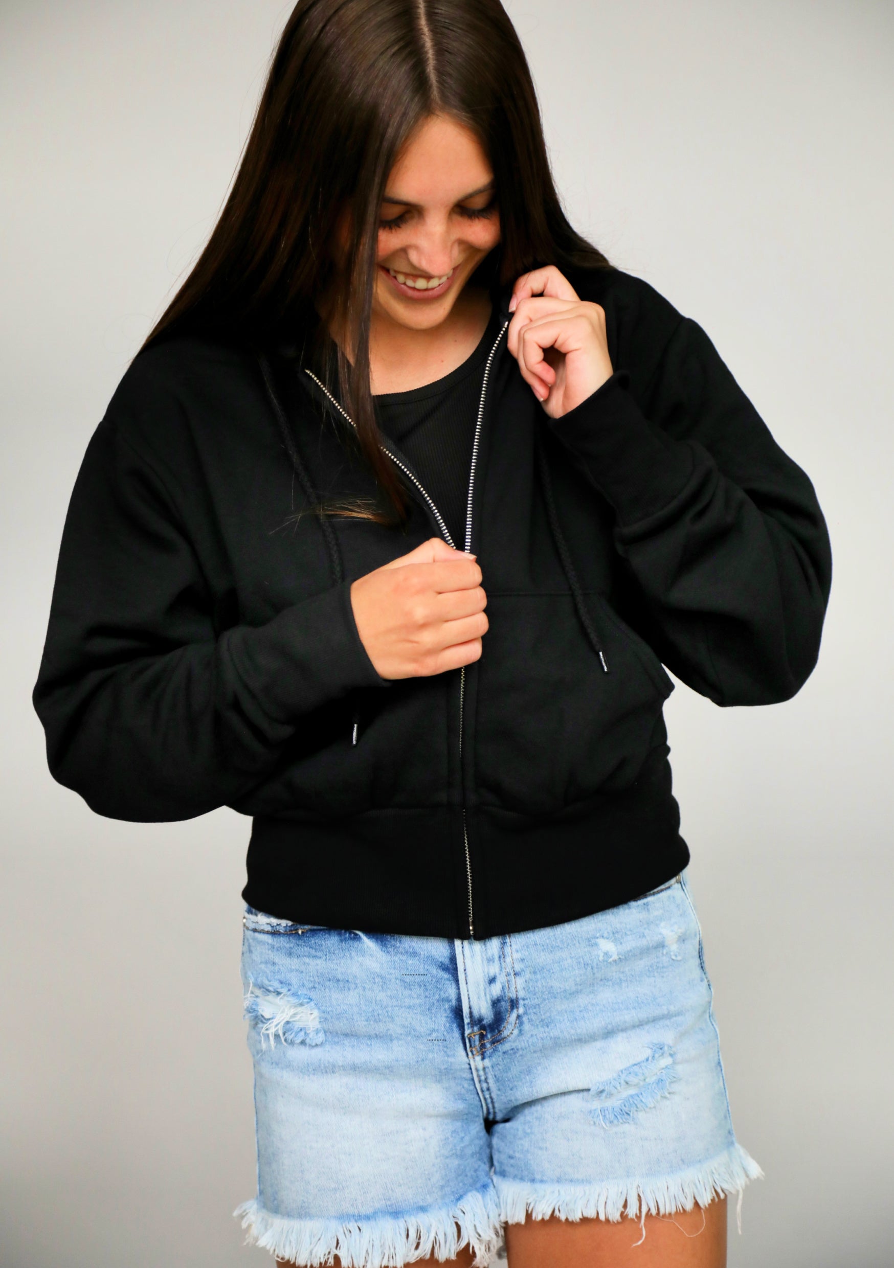 Black crop best sale zip hoodie