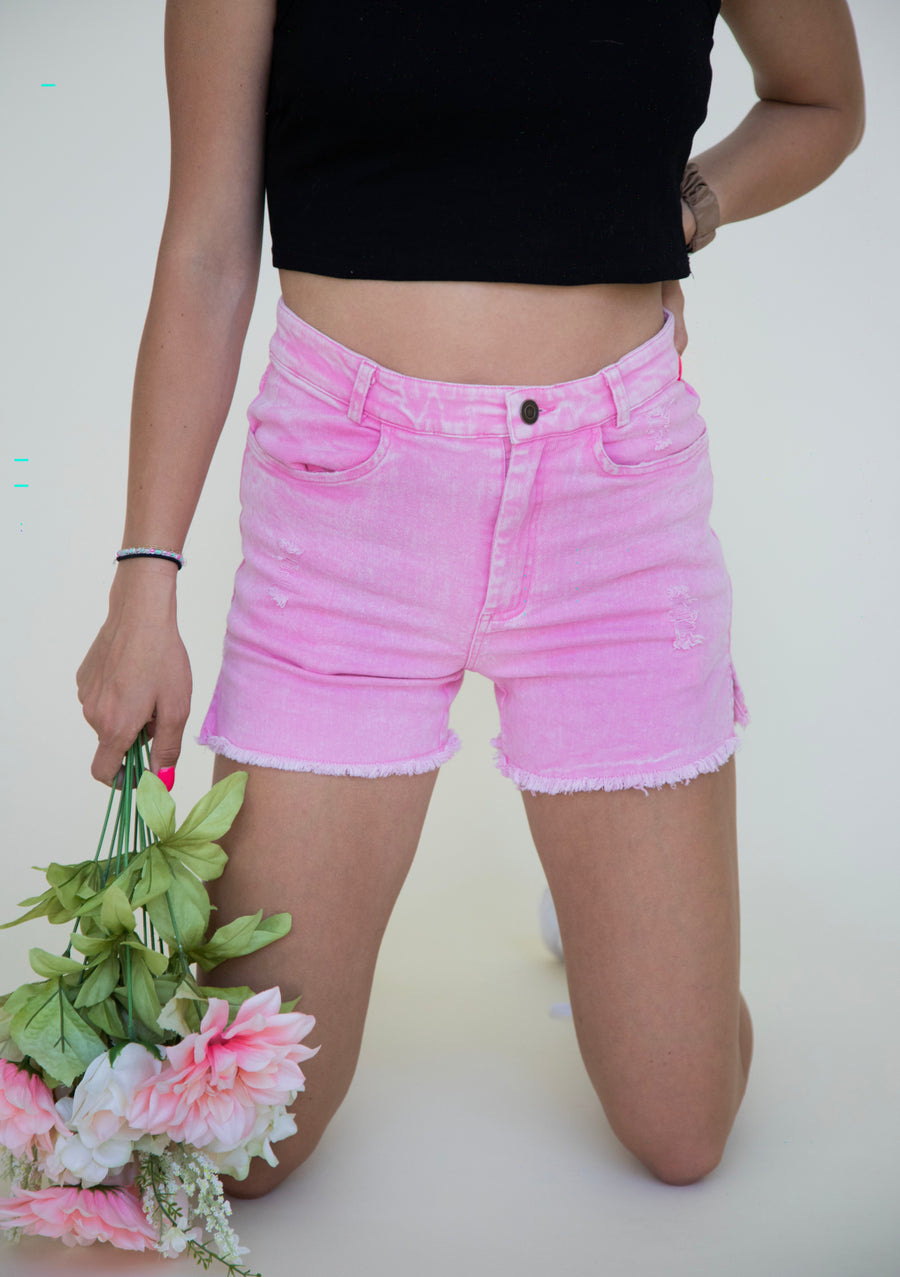 Bubble Gum Pink Washed Shorts