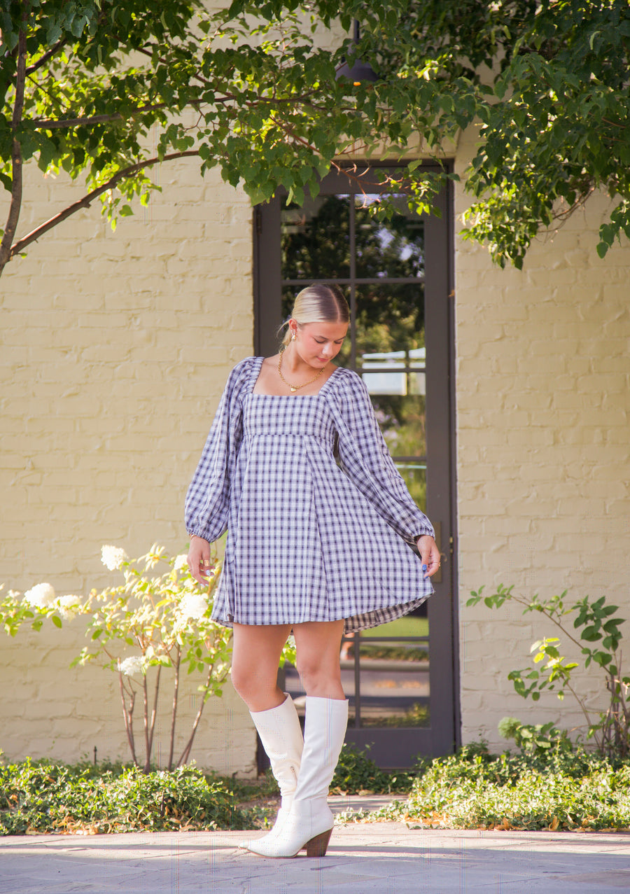 Cowgirl plaid baby doll dress