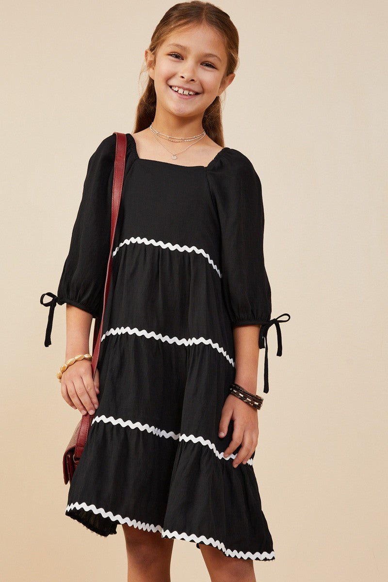 Jenna Girls Black Ruffle Dress