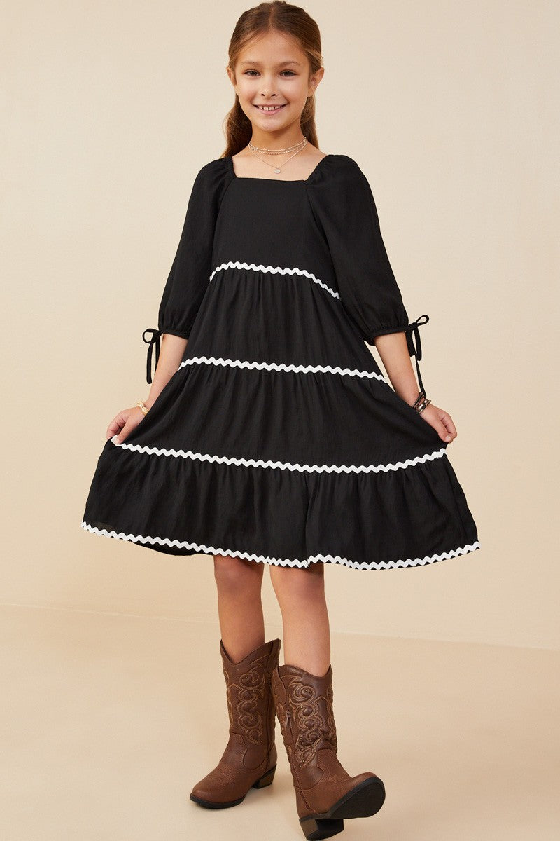 Jenna Girls Black Ruffle Dress