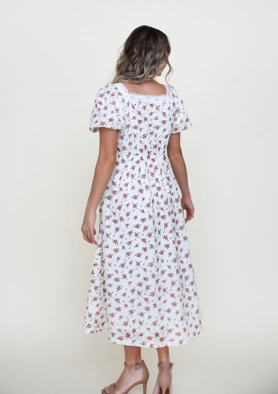 Dare To Dance Printed Lace Mid Dress