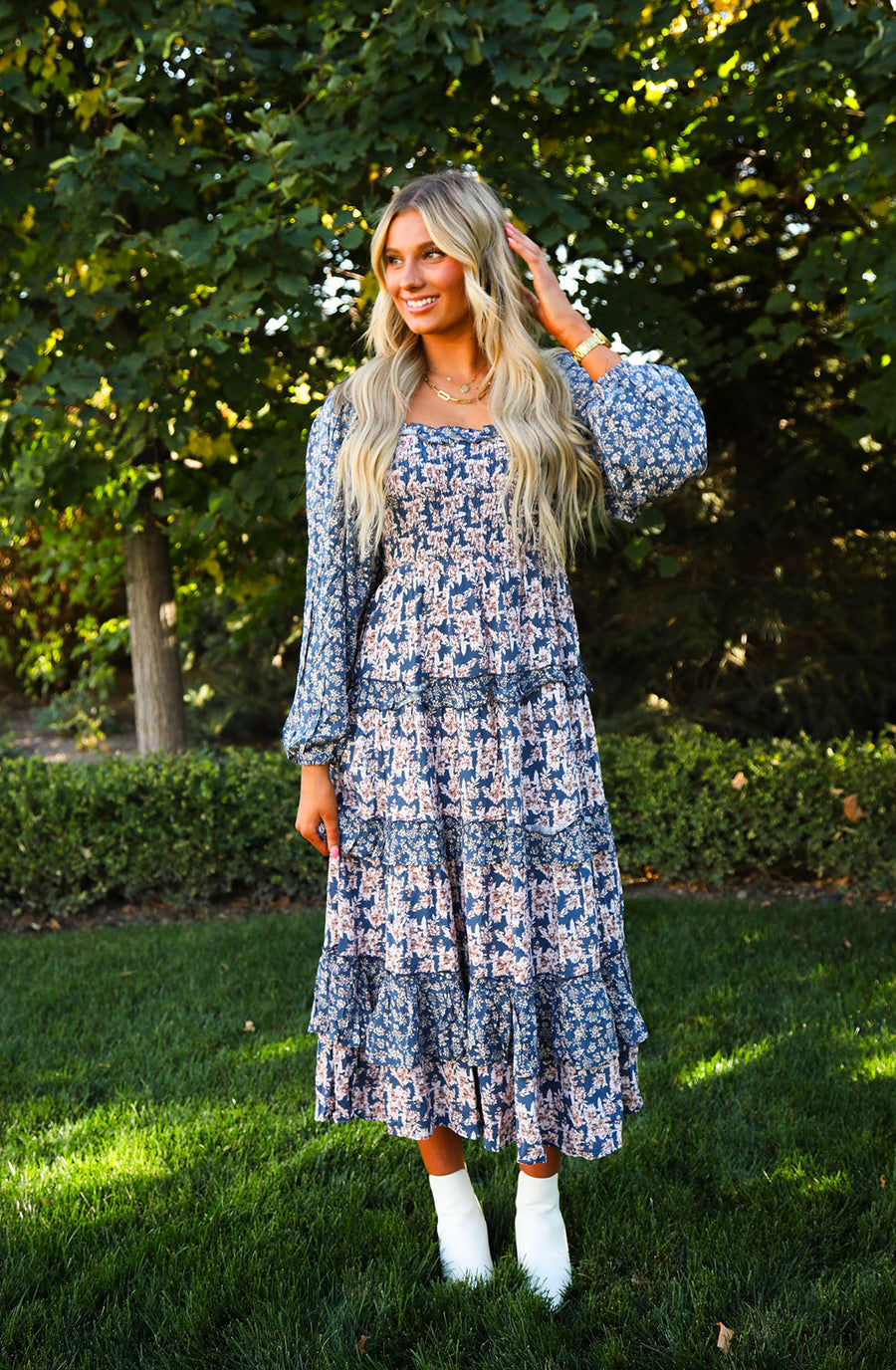 ruffle tiered maxi dress Flirty Flutters Maxi Dress - Pink, White and Purple, Large | Hazel and Olive