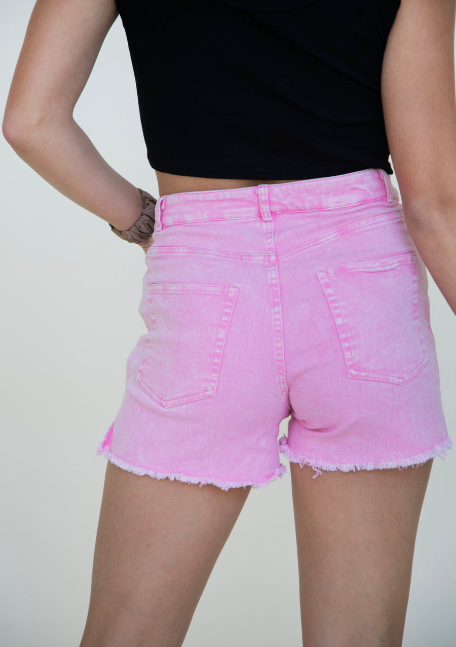 Bubble Gum Pink Washed Shorts