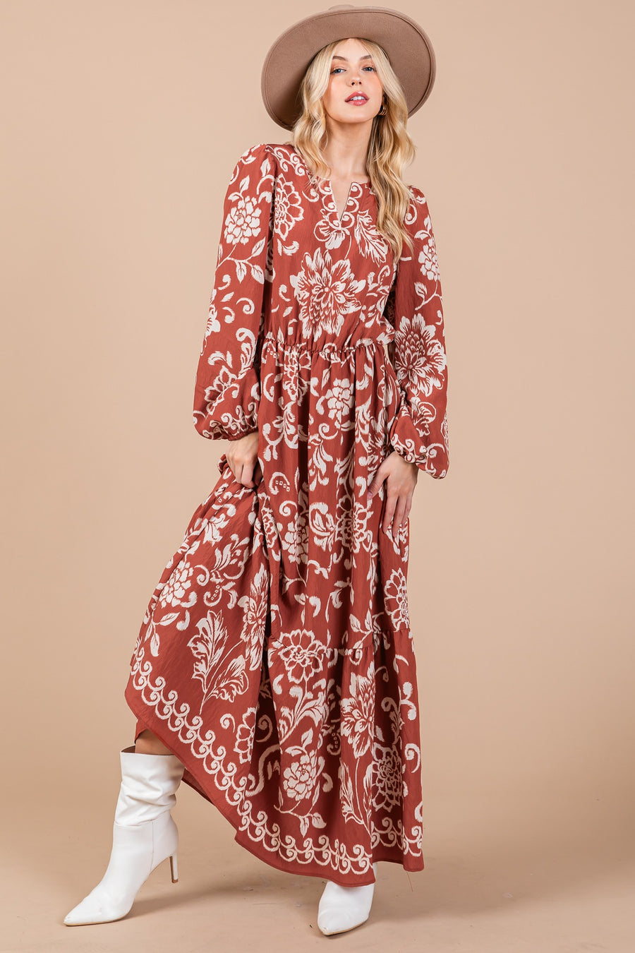 Boho Floral Print Maxi Dress