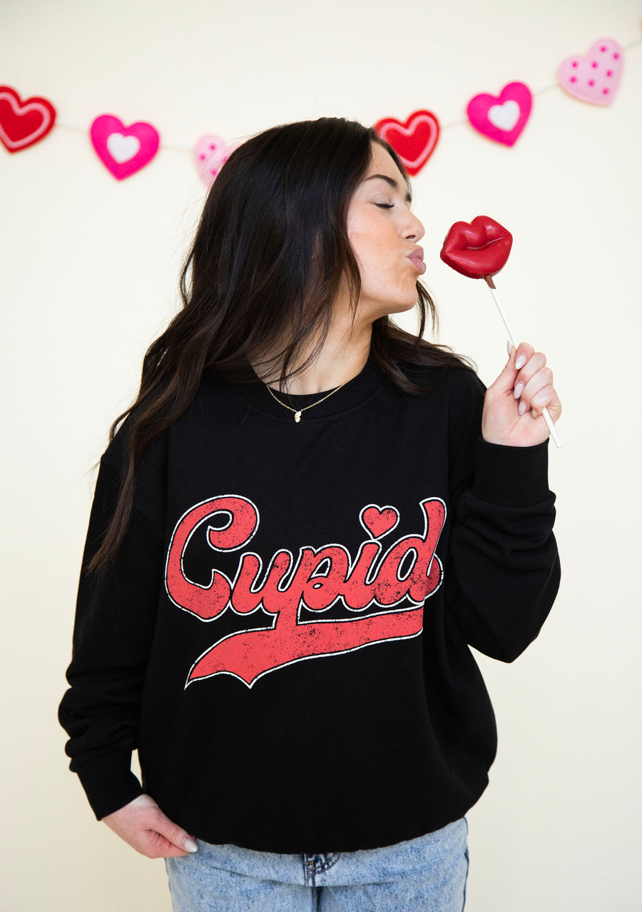 Cupid Valentine's Graphic Brushed Sweatshirt