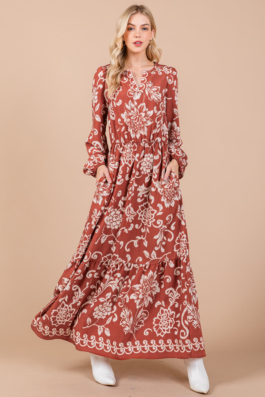 Boho Floral Print Maxi Dress