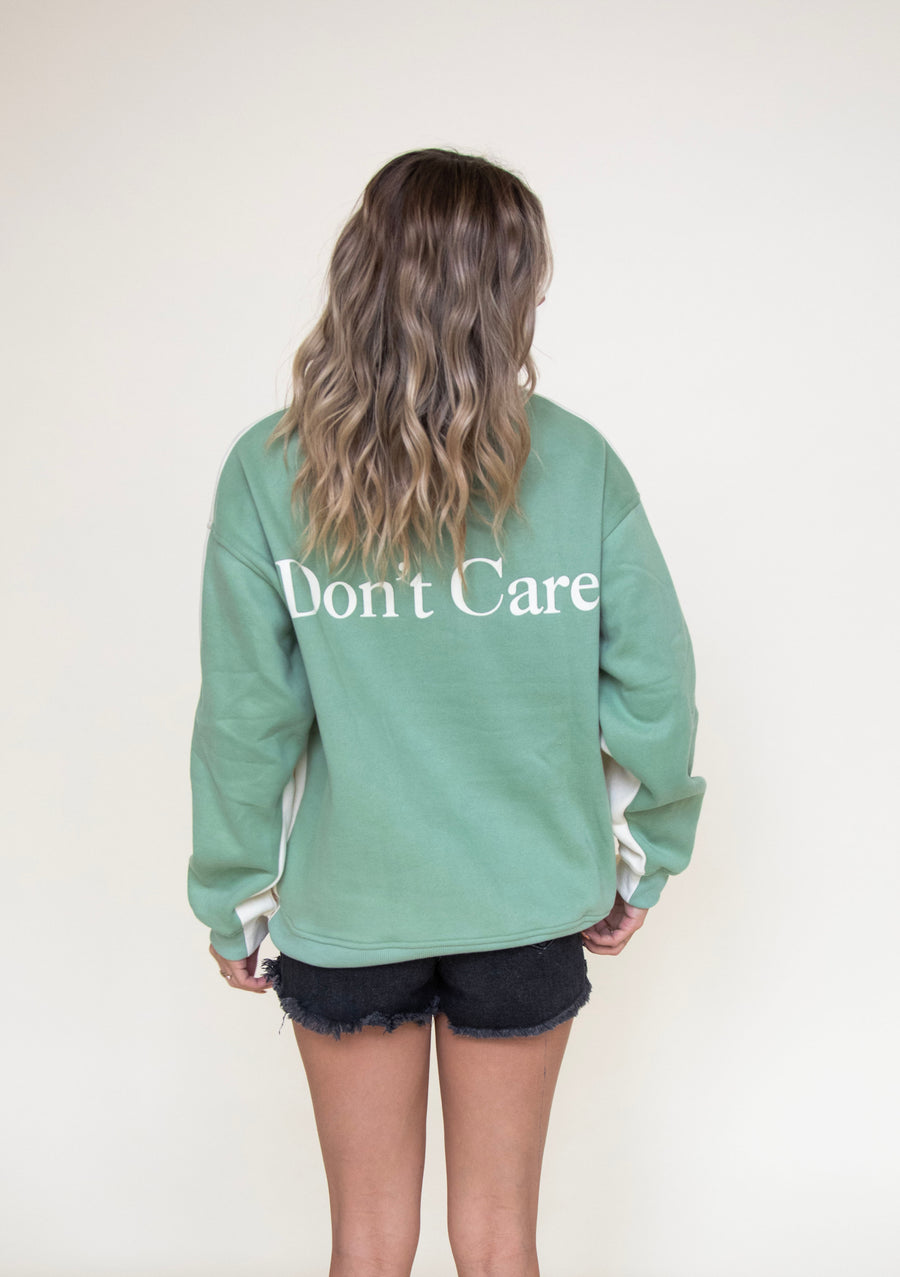 Don't Know, Don't Care Crewneck in Sage Green