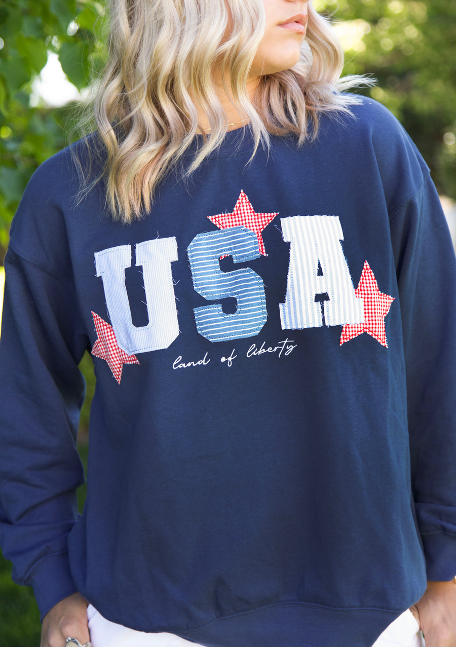 USA Patchwork Long Sleeve (Blue)