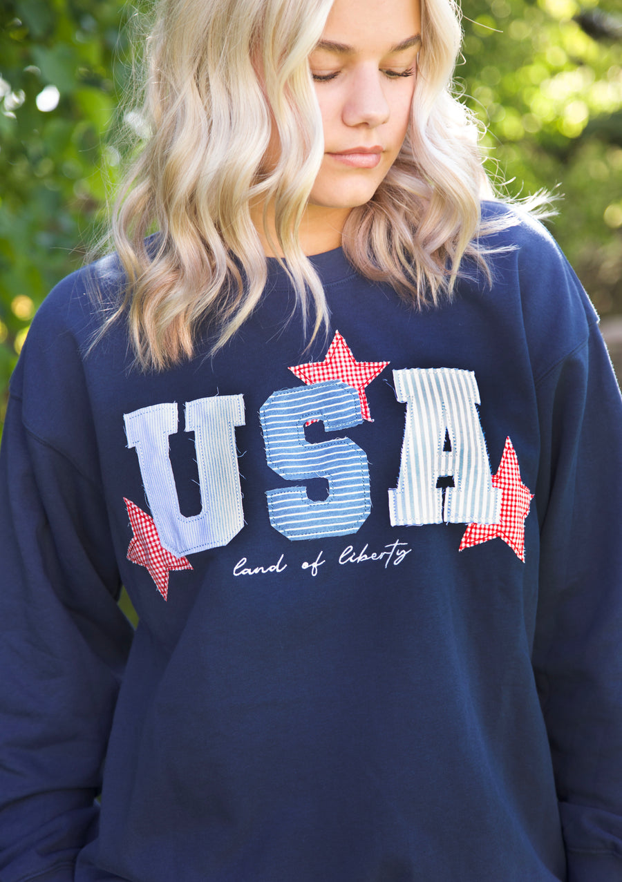 USA Patchwork Long Sleeve (Blue)