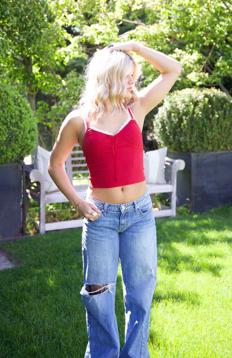 Lace Trim Bow Cami