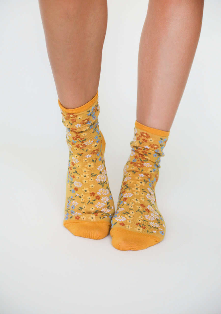Secret Garden Socks in Yellow