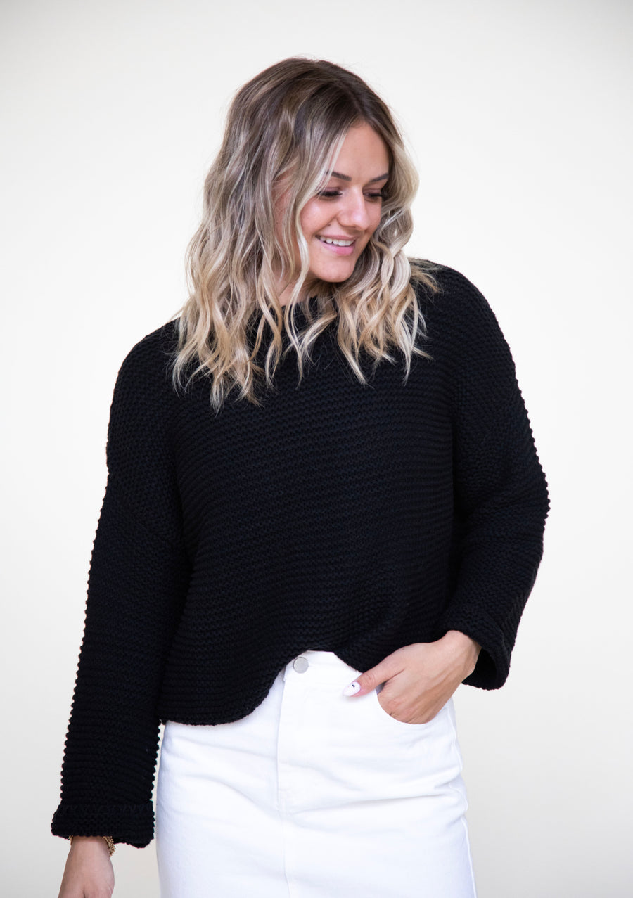 Girls Day Out Knit Sweater in Black