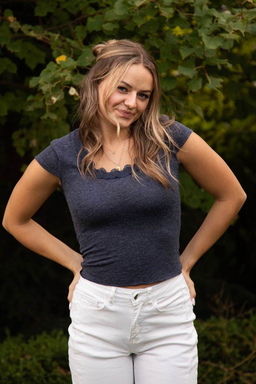 The Clara Knit Top in Navy