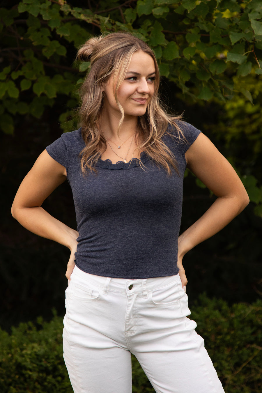 The Clara Knit Top in Navy