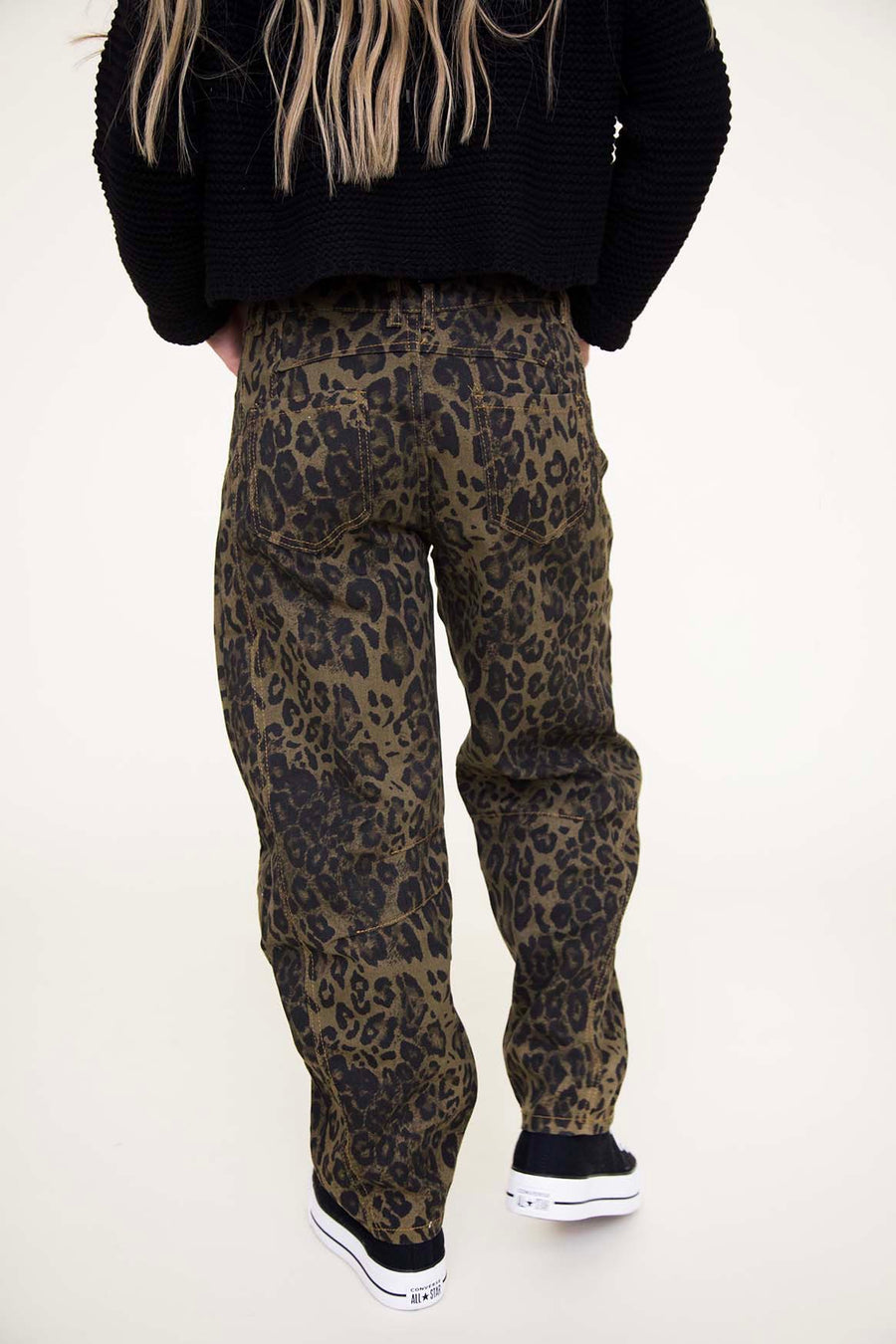 Leopard Print Barrel Jeans