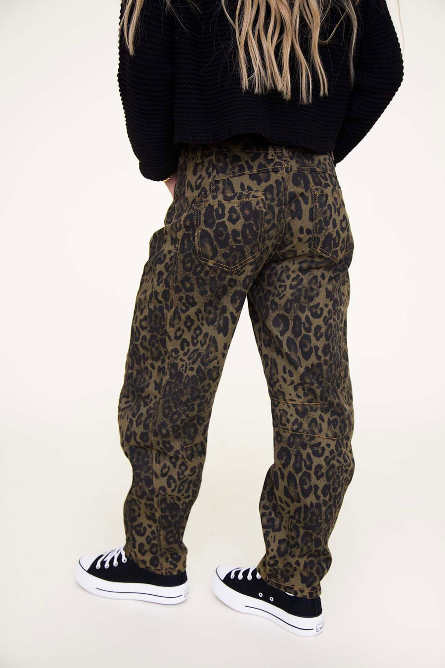 Leopard Print Barrel Jeans