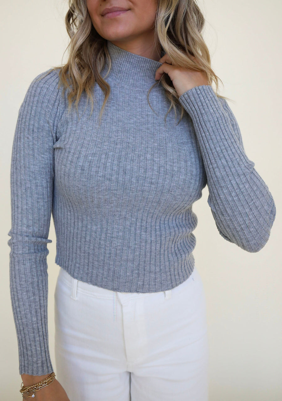 Around The Town Mock Neck in Grey