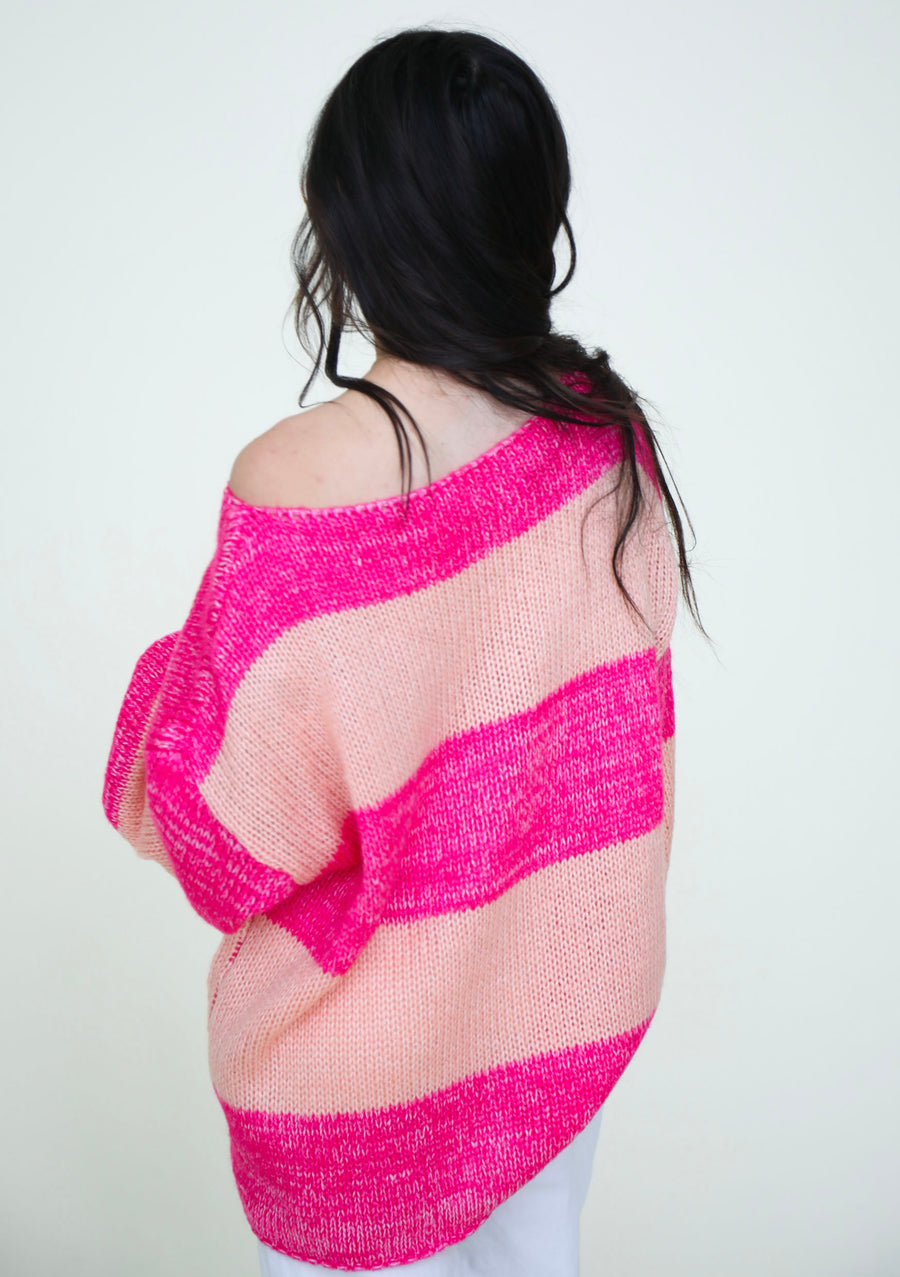 Relaxed Fit Oversized Sweater In Fuchsia