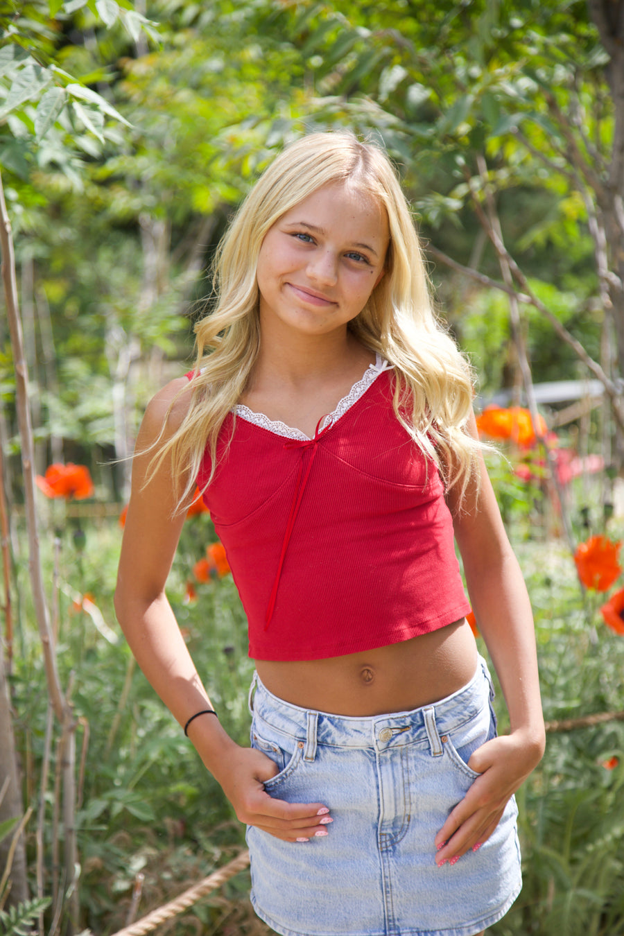 Lace Trim Bow Cami