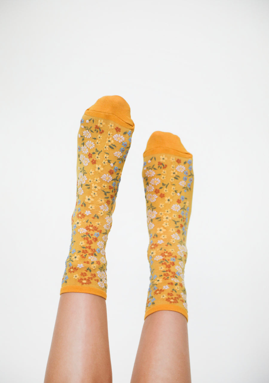 Secret Garden Socks in Yellow