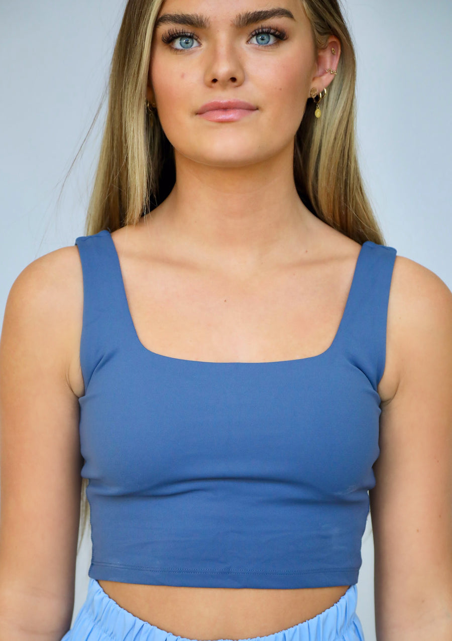 Jump Start Cropped Tank Top In Blue