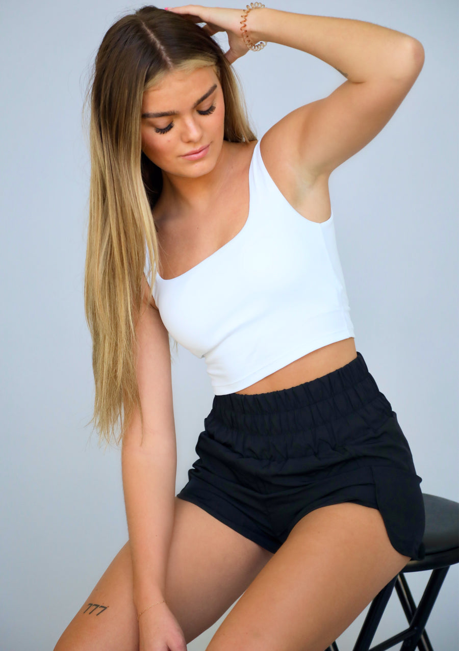 Jump Start Cropped Tank Top In White