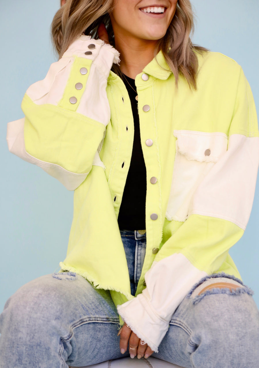 Blossom Shacket in Neon Yellow