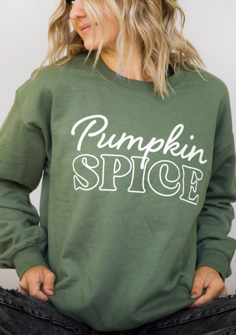 Pumpkin Spice Crewneck In Olive